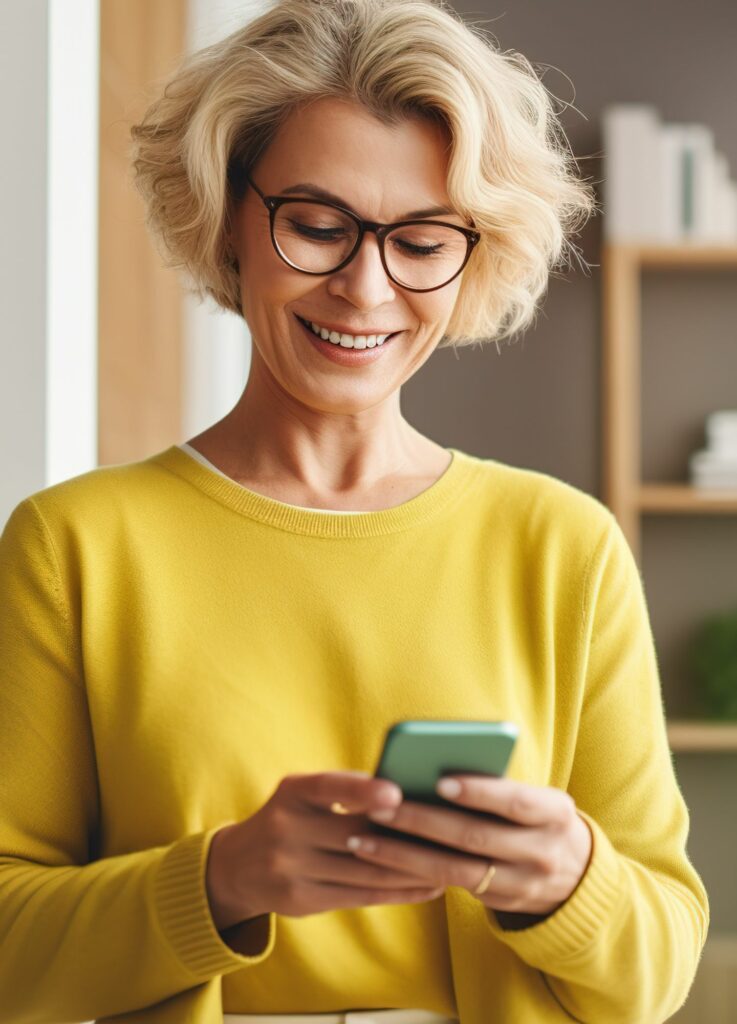 Woman reading something on her phone